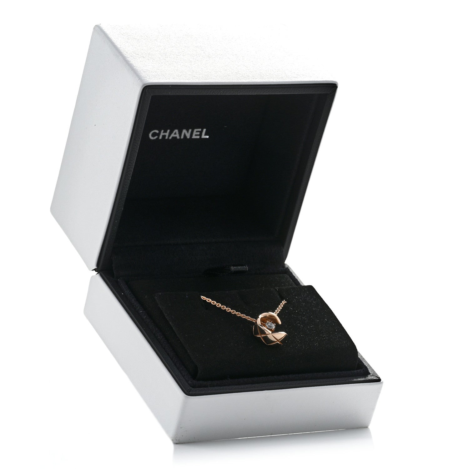 Chanel 18K Beige Gold Diamond Coco Crush C Necklace 6 of 6