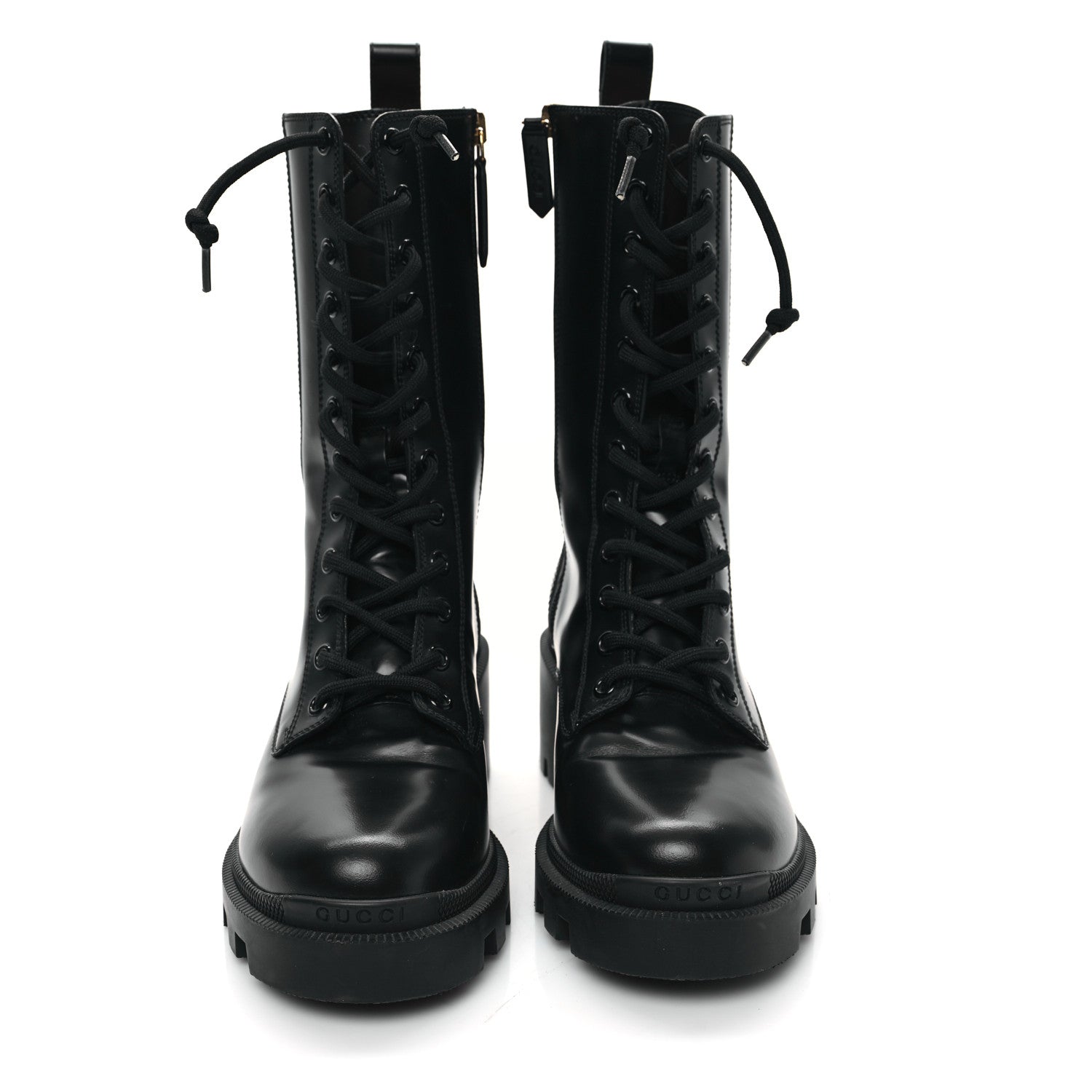 Gucci Magnum Calfskin Cirano Lux Web Lace Up Tall Combat Boots 36 Black Verde Hibiscus Red 2 of 11