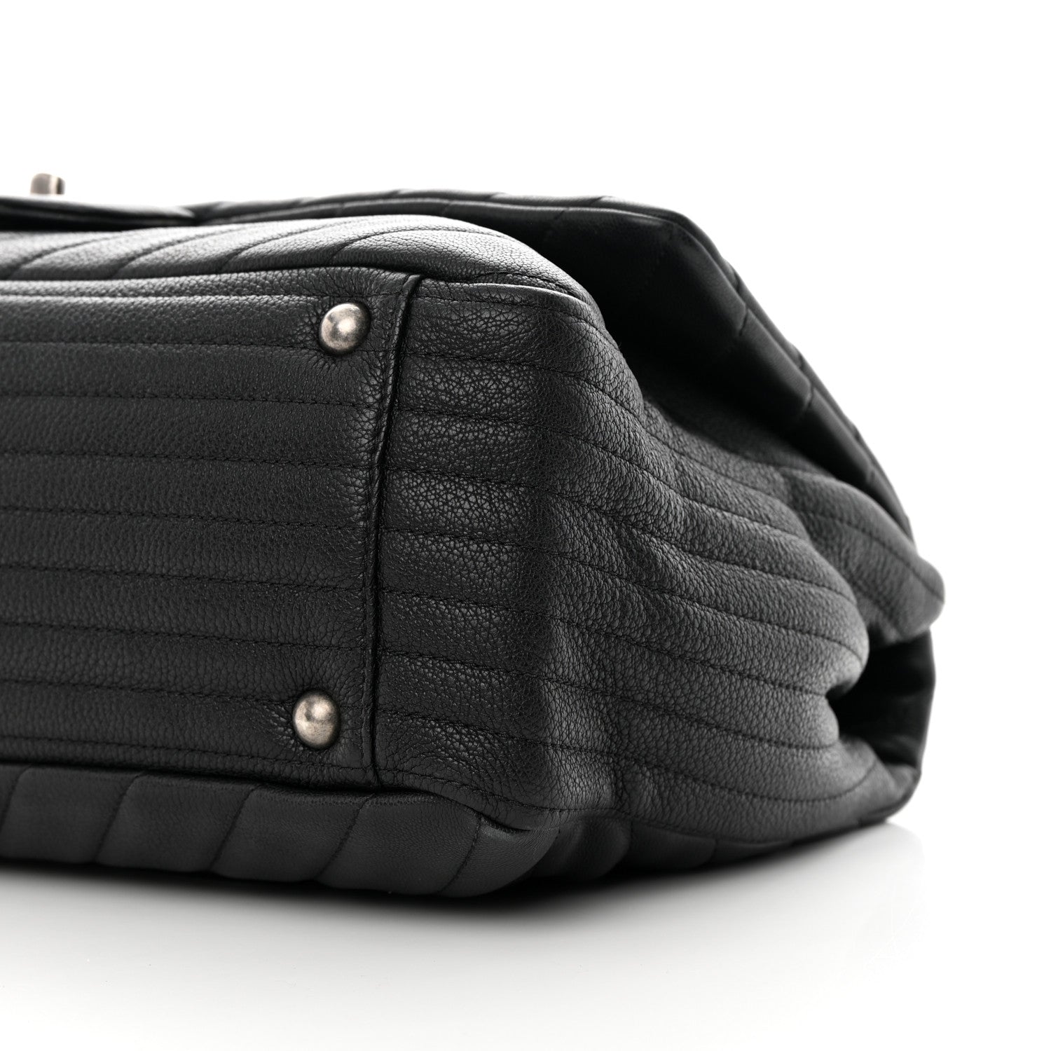 Chanel Calfskin Chevron Quilted XXL Travel Flap Bag Black 10 of 14