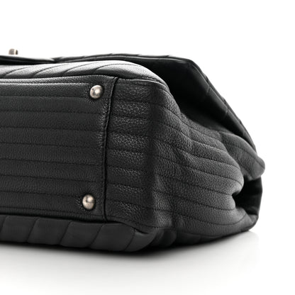 Chanel Calfskin Chevron Quilted XXL Travel Flap Bag Black 10 of 14