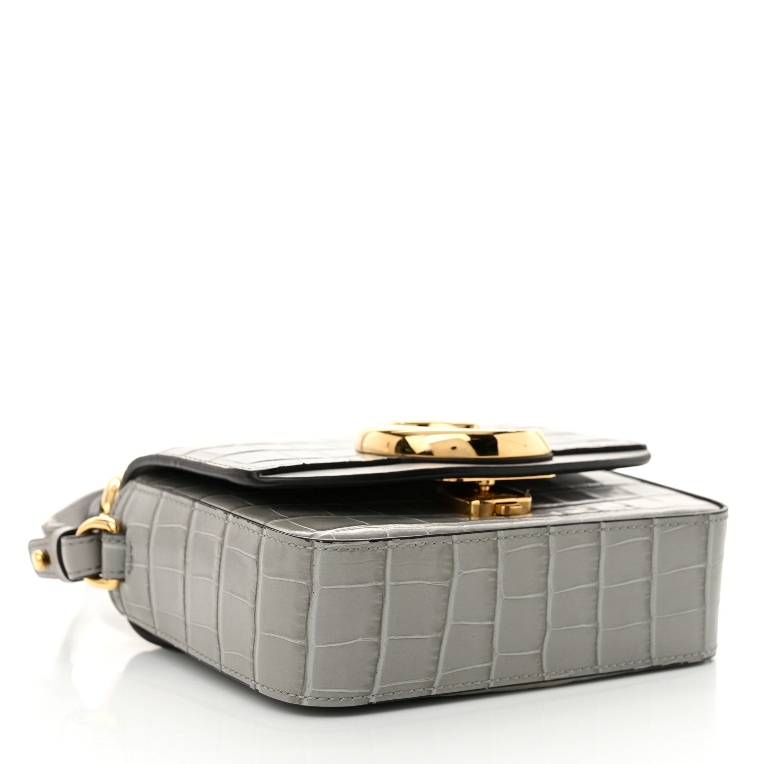 Chloe Calfskin Crocodile Embossed Mini C Double Carry Stormy Grey 4 of 12