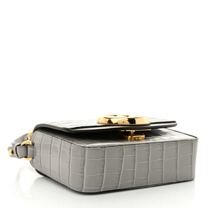Chloe Calfskin Crocodile Embossed Mini C Double Carry Stormy Grey 4 of 12