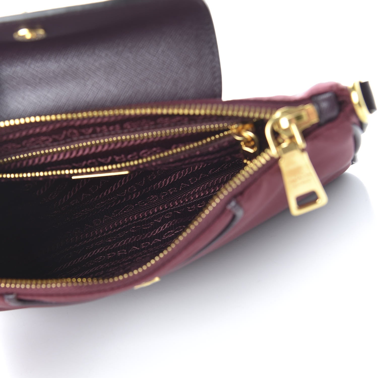 Prada Tessuto Nylon Saffiano Crossbody Bag Granato 5 of 9