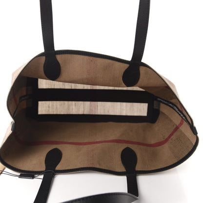 Burberry Coated Canvas Mega Check Medium Doodle Tote Black 5 of 9