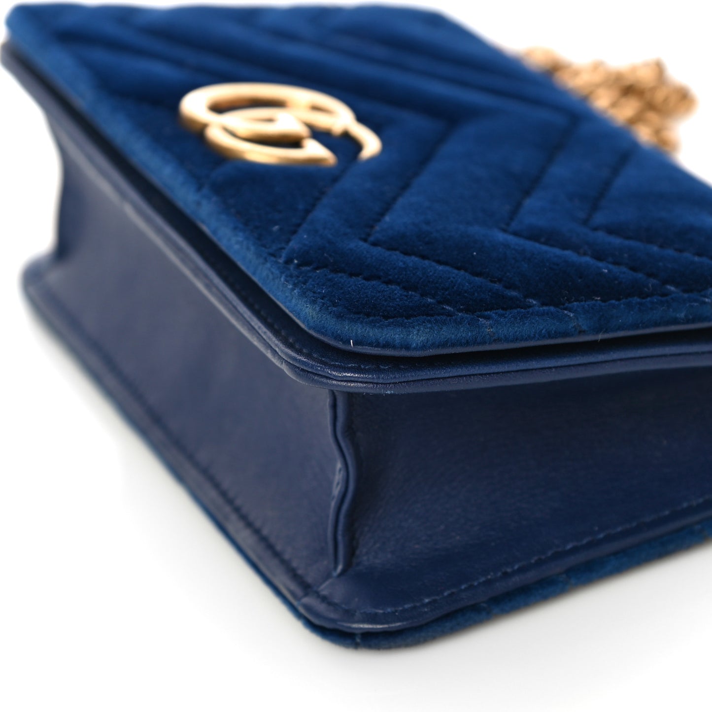 Velvet Matelasse GG Marmont Mini Bag Cobalt Blue