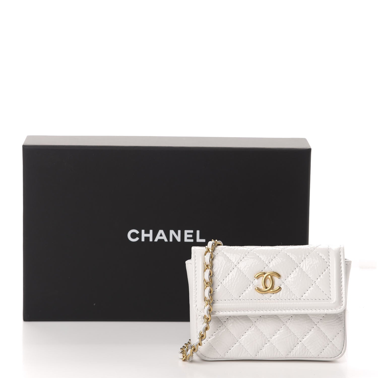 Chanel Shiny Aged Calfskin Quilted Waist Belt Bag White 12 of 12