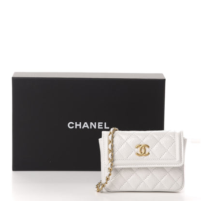 Chanel Shiny Aged Calfskin Quilted Waist Belt Bag White 12 of 12