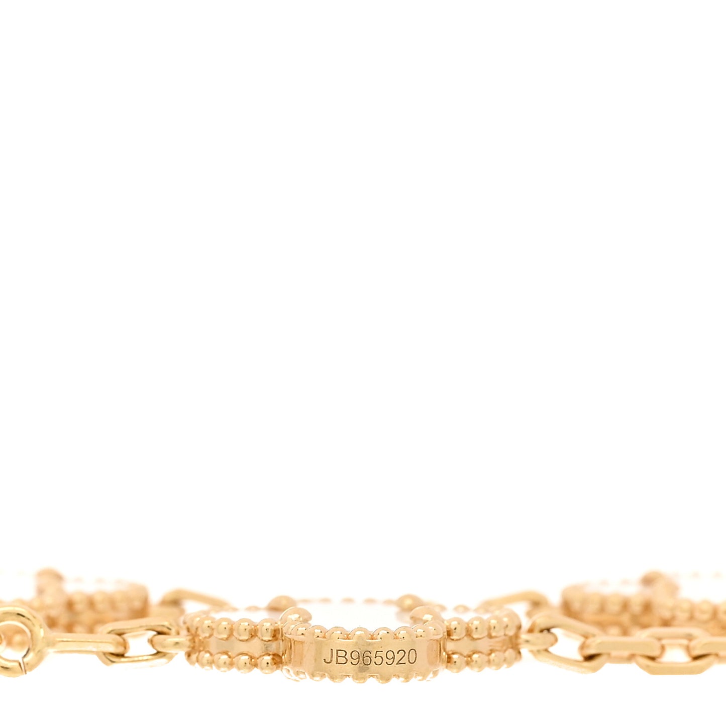 18K Yellow Gold Mother of Pearl 5 Motifs Vintage Alhambra Bracelet