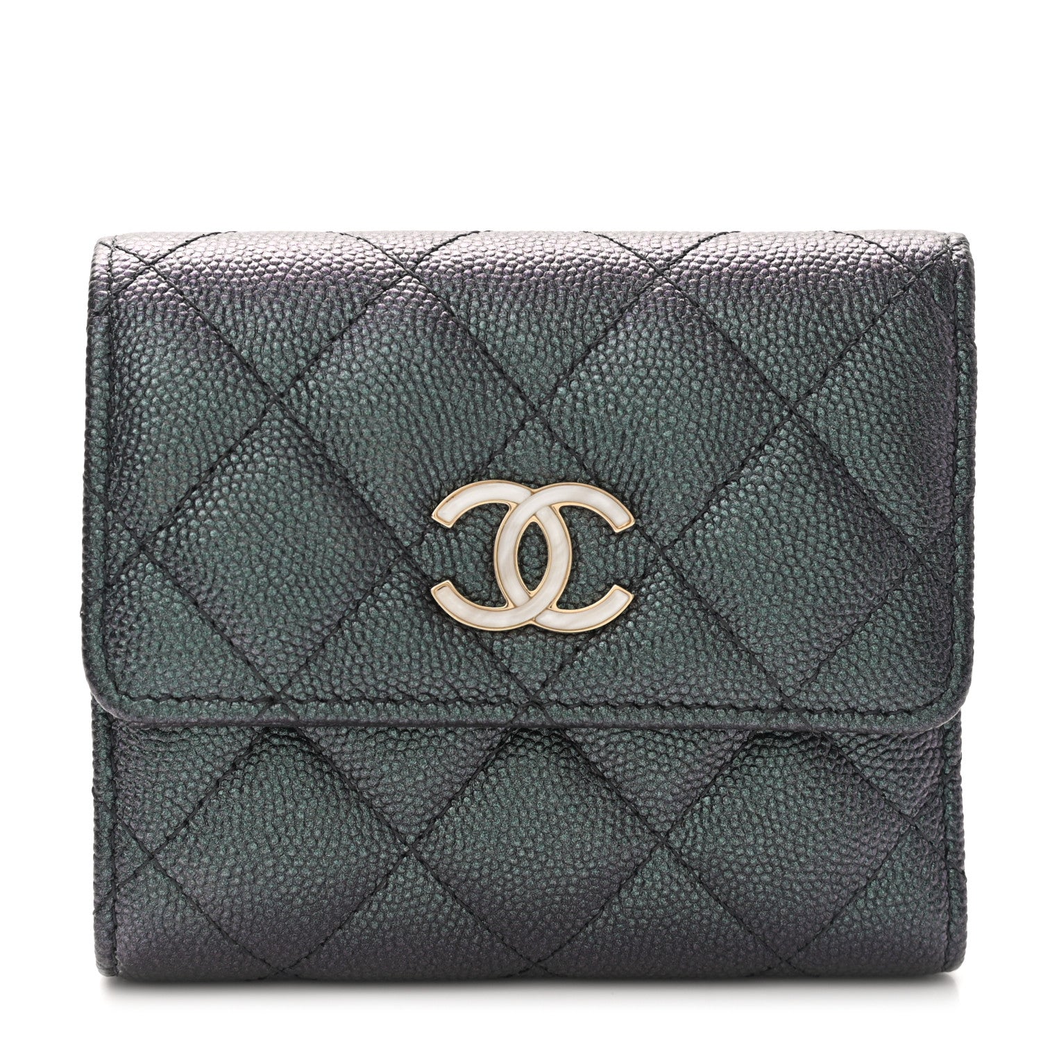 Chanel Iridescent Caviar Quilted Small Flap Wallet Black 1 of 9