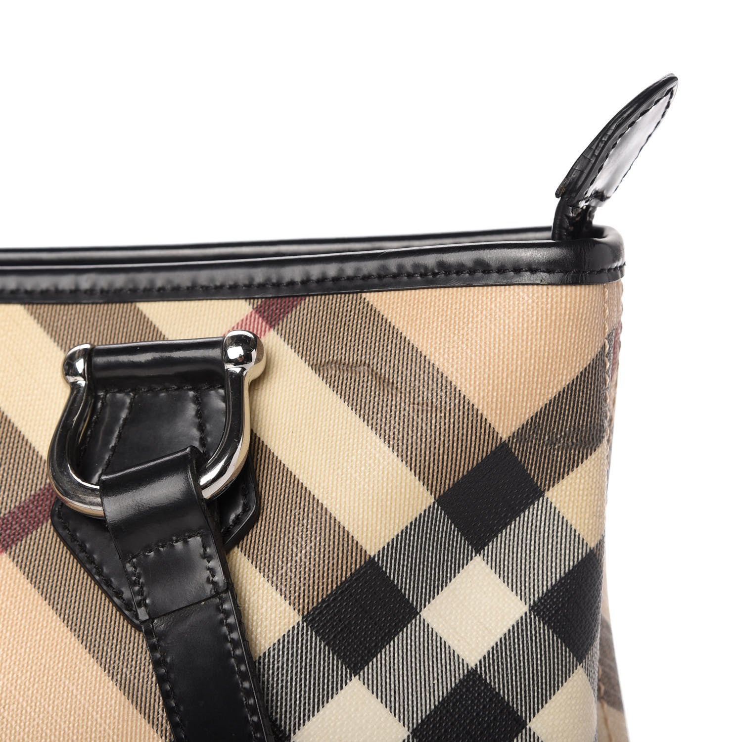 Burberry Patent Trim Nova Check Shopper Tote Black 15 of 17