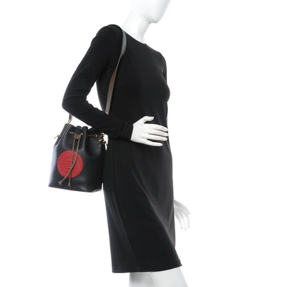 Fendi Vitello Century Matte F is Fendi Stamp Patch Bi-Color Grande Mon Tresor Bucket Bag Black Maya Fragola 2 of 7