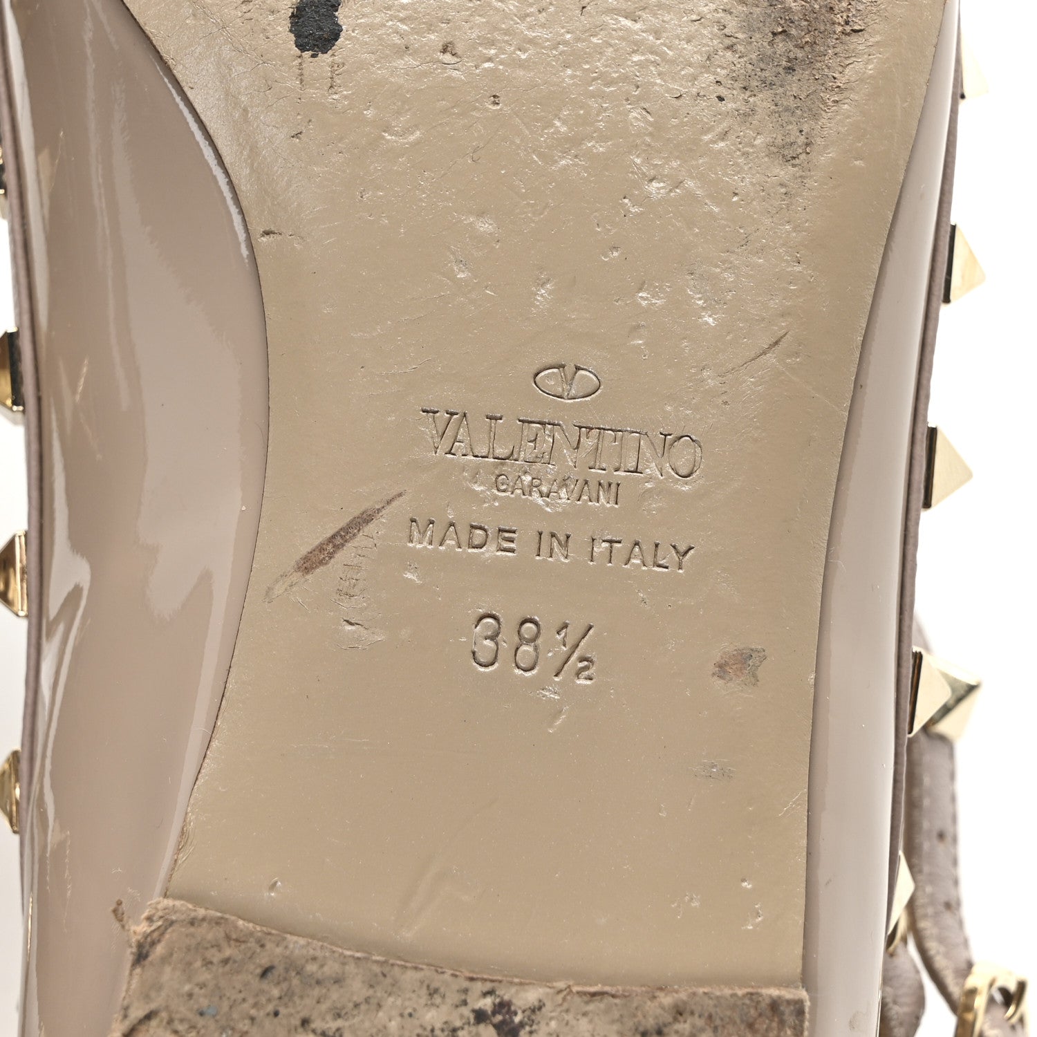 Valentino Garavani Patent Rockstud Cage Ballerina Flats 38.5 Poudre 7 of 8