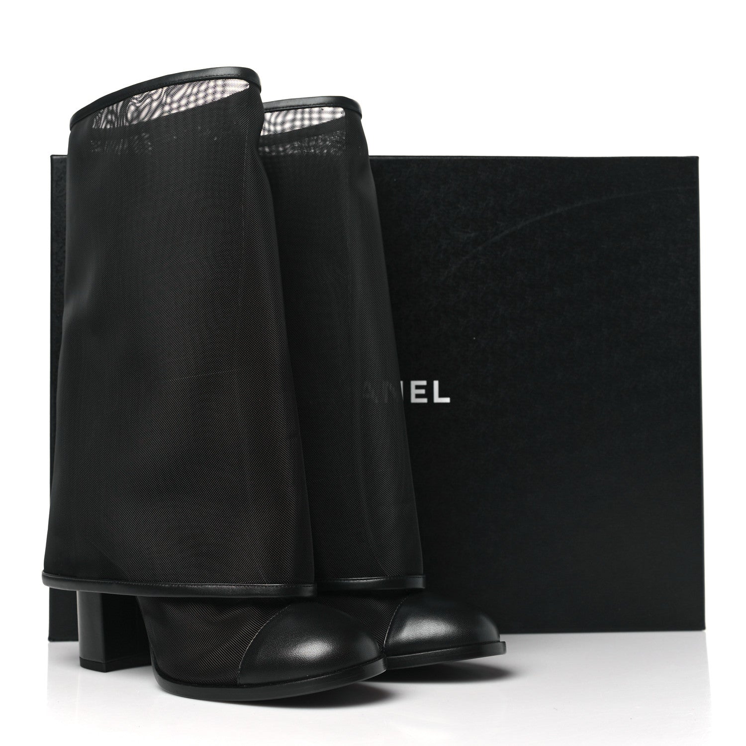 Chanel Mesh Lambskin Cap Toe Ankle Boots 38.5 Black 8 of 8