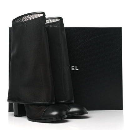 Chanel Mesh Lambskin Cap Toe Ankle Boots 38.5 Black 8 of 8