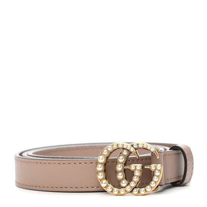 Gucci Moon Calfskin Pearl Double G 20mm Belt 80 32 Porcelain Rose 1 of 8