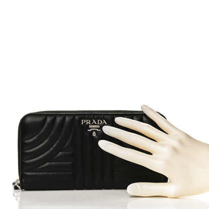 Prada Soft Calfskin Diagramme Zip Around Wallet Black 2 of 13