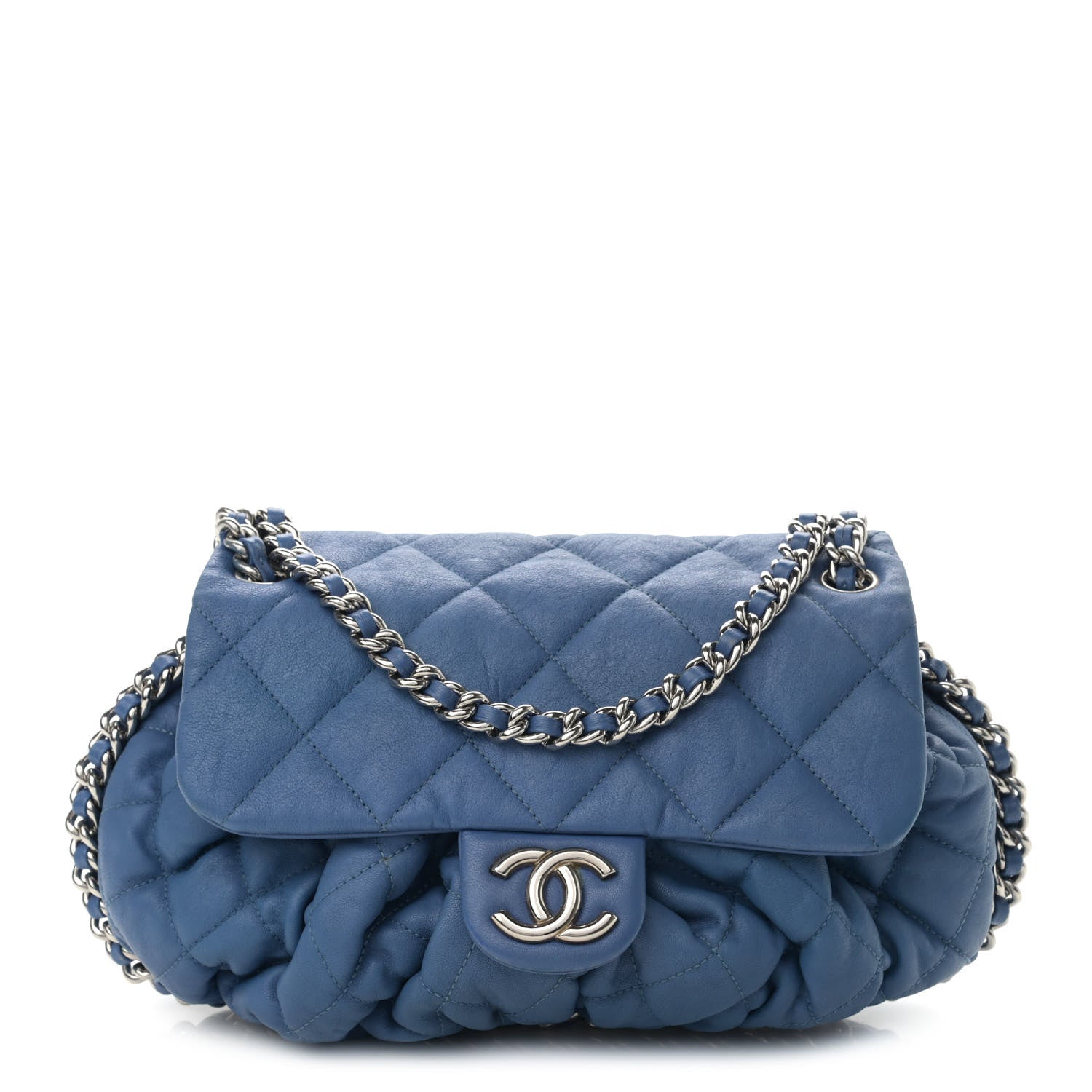 Chanel Washed Lambskin Quilted Mini Chain Around Flap Blue 1 of 15