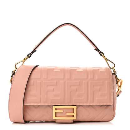 Fendi Nappa FF 1974 Embossed Baguette Rosa Bourbon 1 of 11