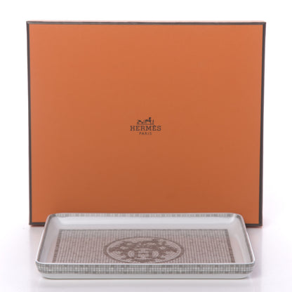Hermes Porcelain Mosaique Au 24 Sushi Plate Platine 8 of 8