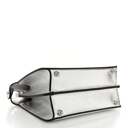Fendi Rock Millenium Laminata Small Peekaboo I SEE U Satchel Argento 4 of 11