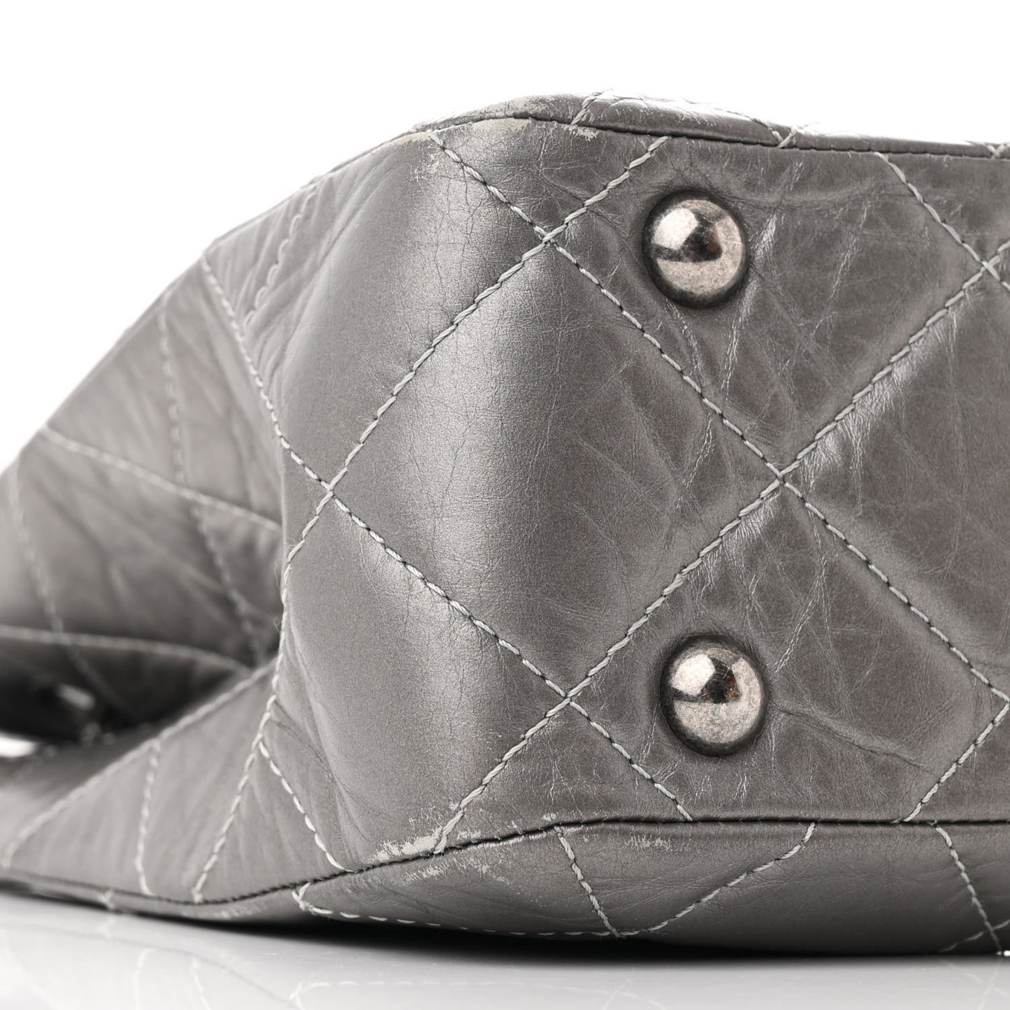 Metallic Aged Calfskin Reissue 2.55 Tote Silver