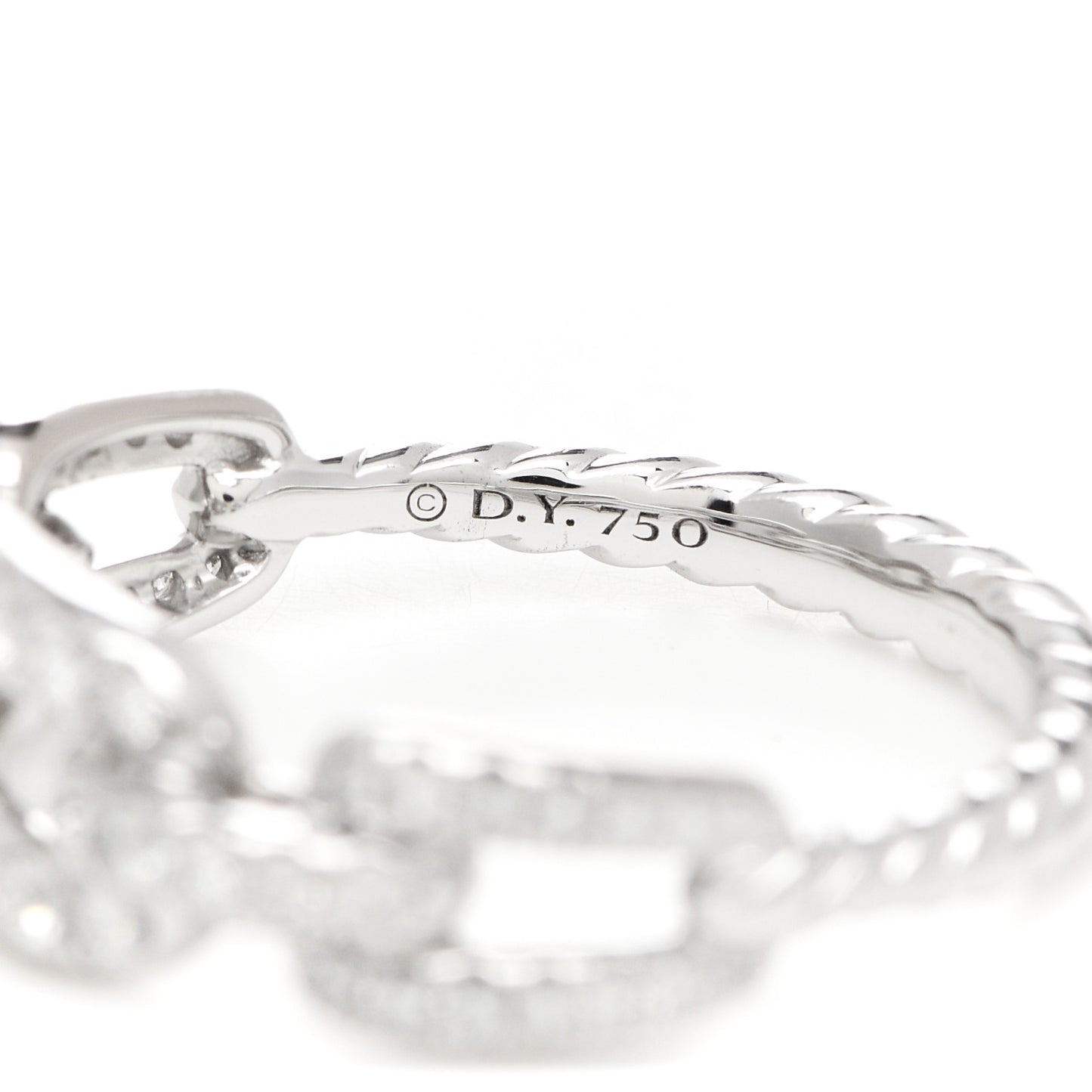 18K White Gold Diamond 7mm Stax Chain Link Ring 57 8