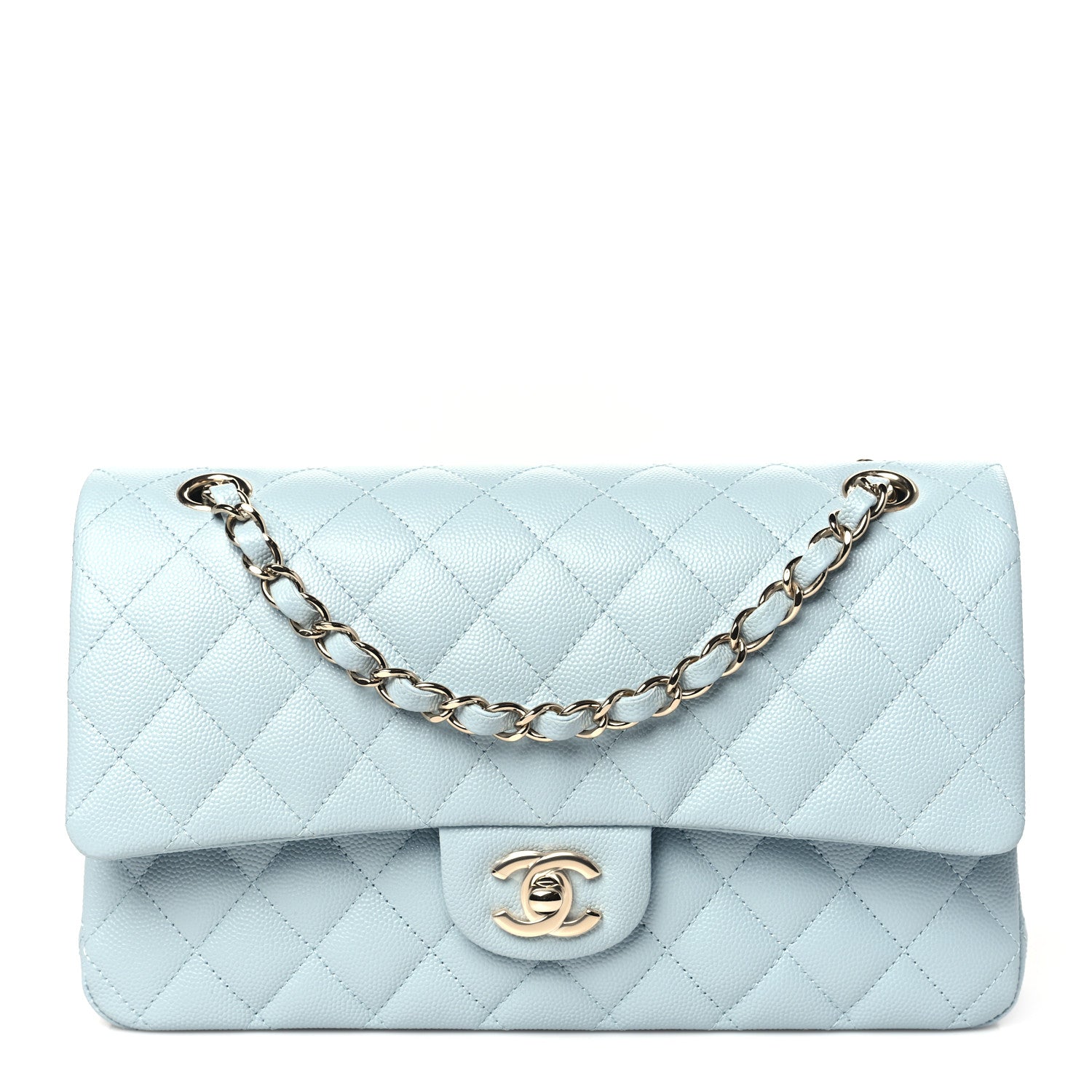 Chanel Caviar Quilted Medium Double Flap Light Blue 1 of 11