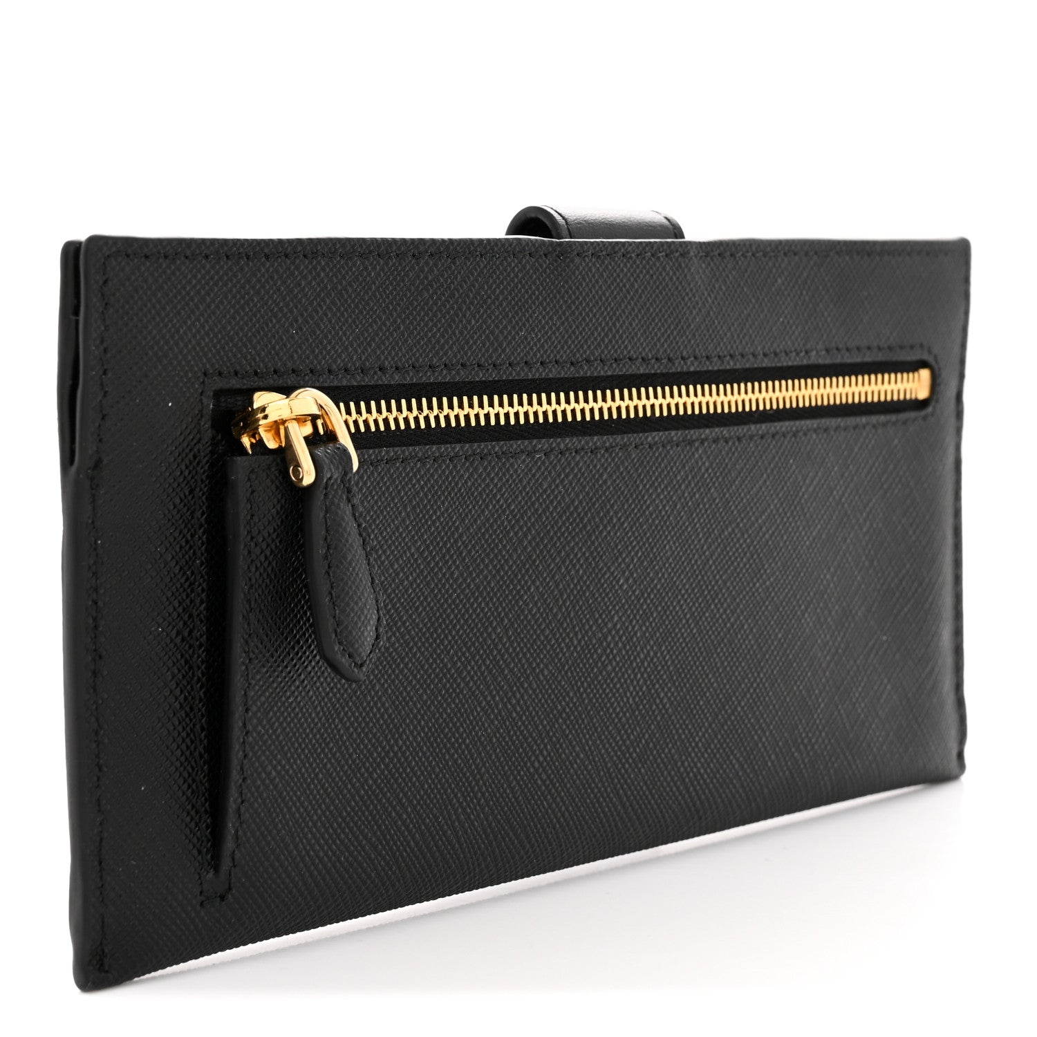 Prada Saffiano Calfskin Large Triangle Continental Wallet Black 3 of 6