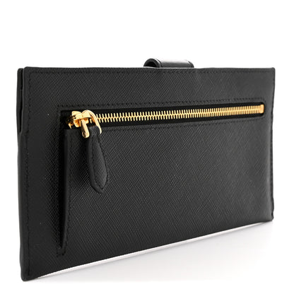 Prada Saffiano Calfskin Large Triangle Continental Wallet Black 3 of 6