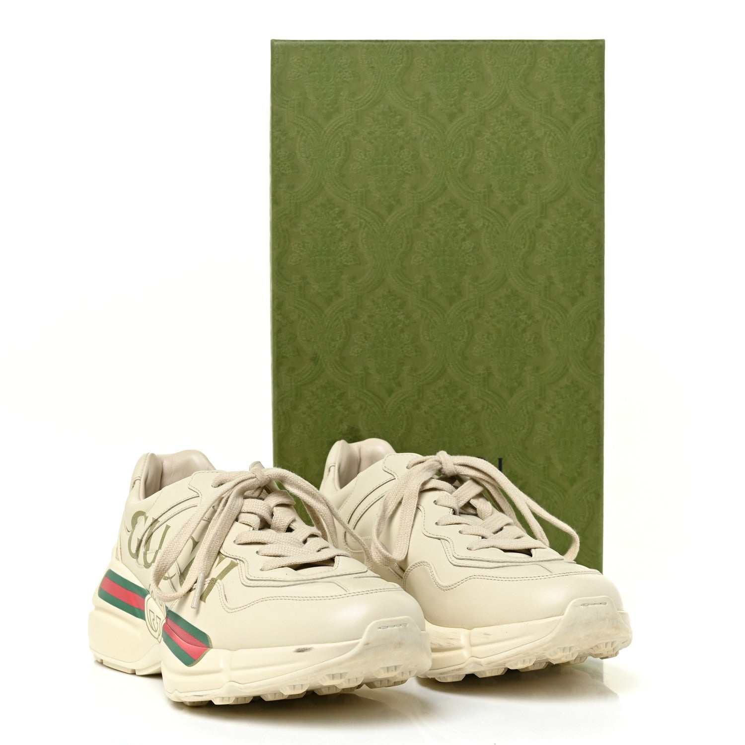 Gucci Calfskin Logo Womens Rhyton Sneakers 40 Ivory 20 of 20