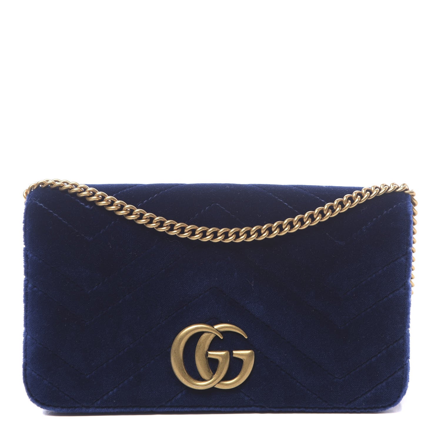 Gucci Velvet Matelasse GG Marmont Mini Bag Cobalt Blue 1 of 10