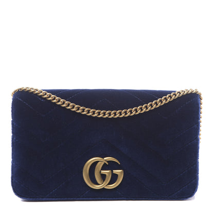 Gucci Velvet Matelasse GG Marmont Mini Bag Cobalt Blue 1 of 10
