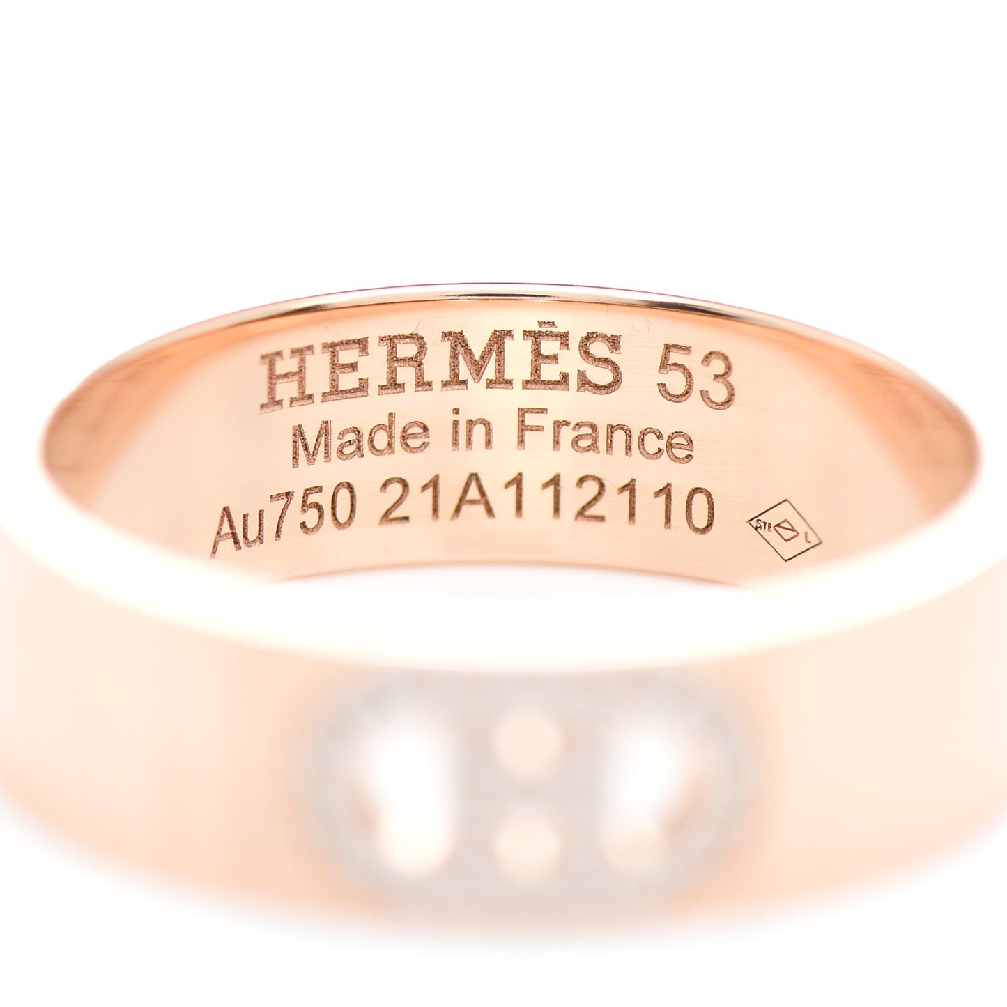 18K Rose Gold Diamond PM H D'Ancre Ring 53 6.25