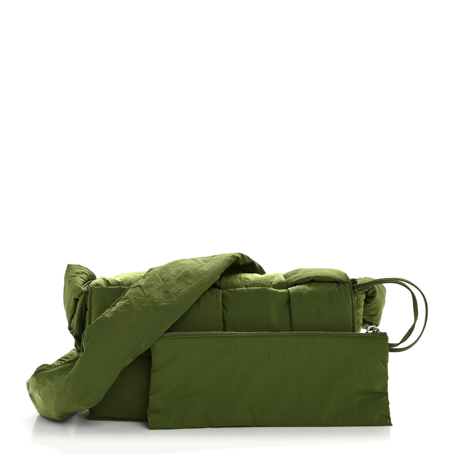 Nylon Intrecciato Padded Tech Cassette Bag Avocado
