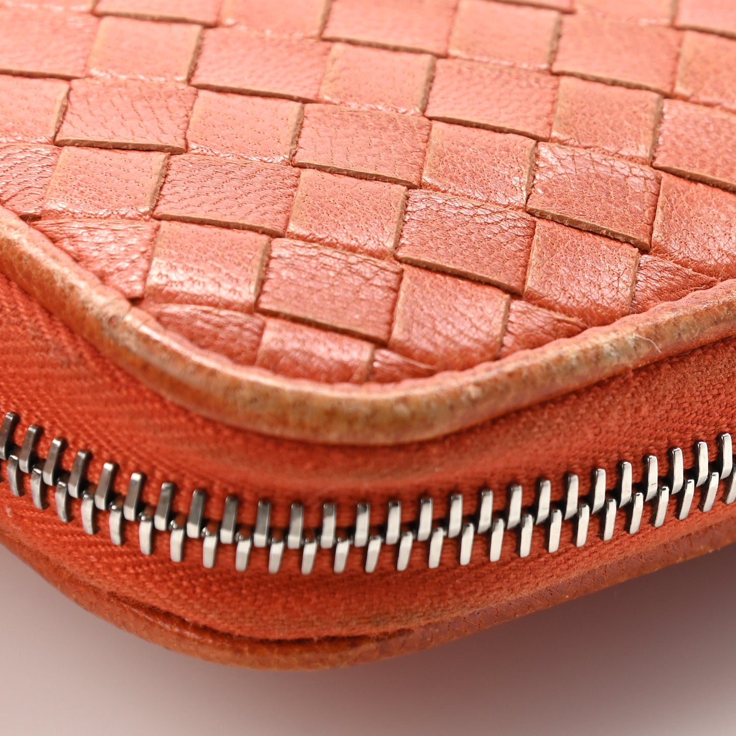 Nappa Intrecciato Zip Around Wallet Orange