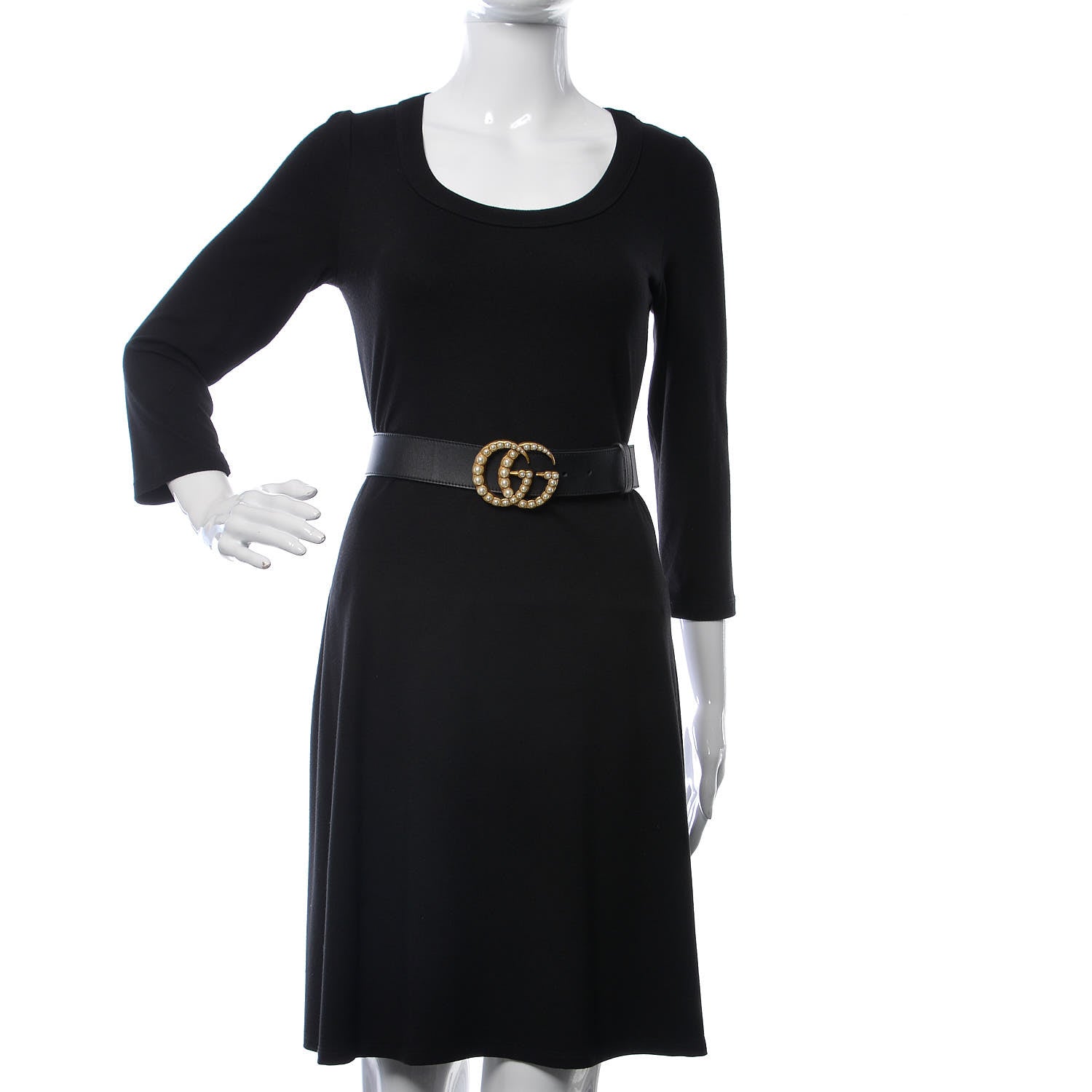 Gucci Moon Calfskin Pearl Double G 40mm Belt 95 38 Black Cream 2 of 6