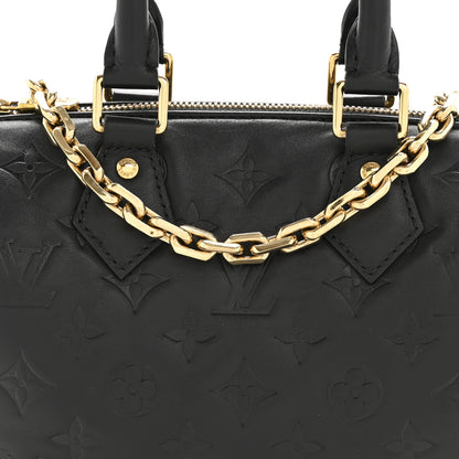 Louis Vuitton Lambskin Embossed Monogram Speedy 22 Bandouliere Black 7 of 12