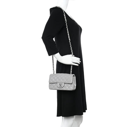 Chanel Lambskin Quilted Mini Rectangular Flap Grey 2 of 11