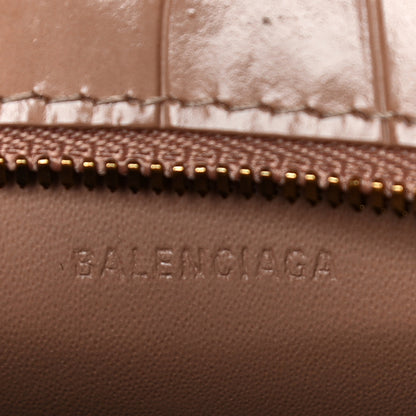 Balenciaga Shiny Supple Calfskin Crocodile Embossed Neo Classic Gold Hardware Super Nano City Crossbody Nude Beige 6 of 8