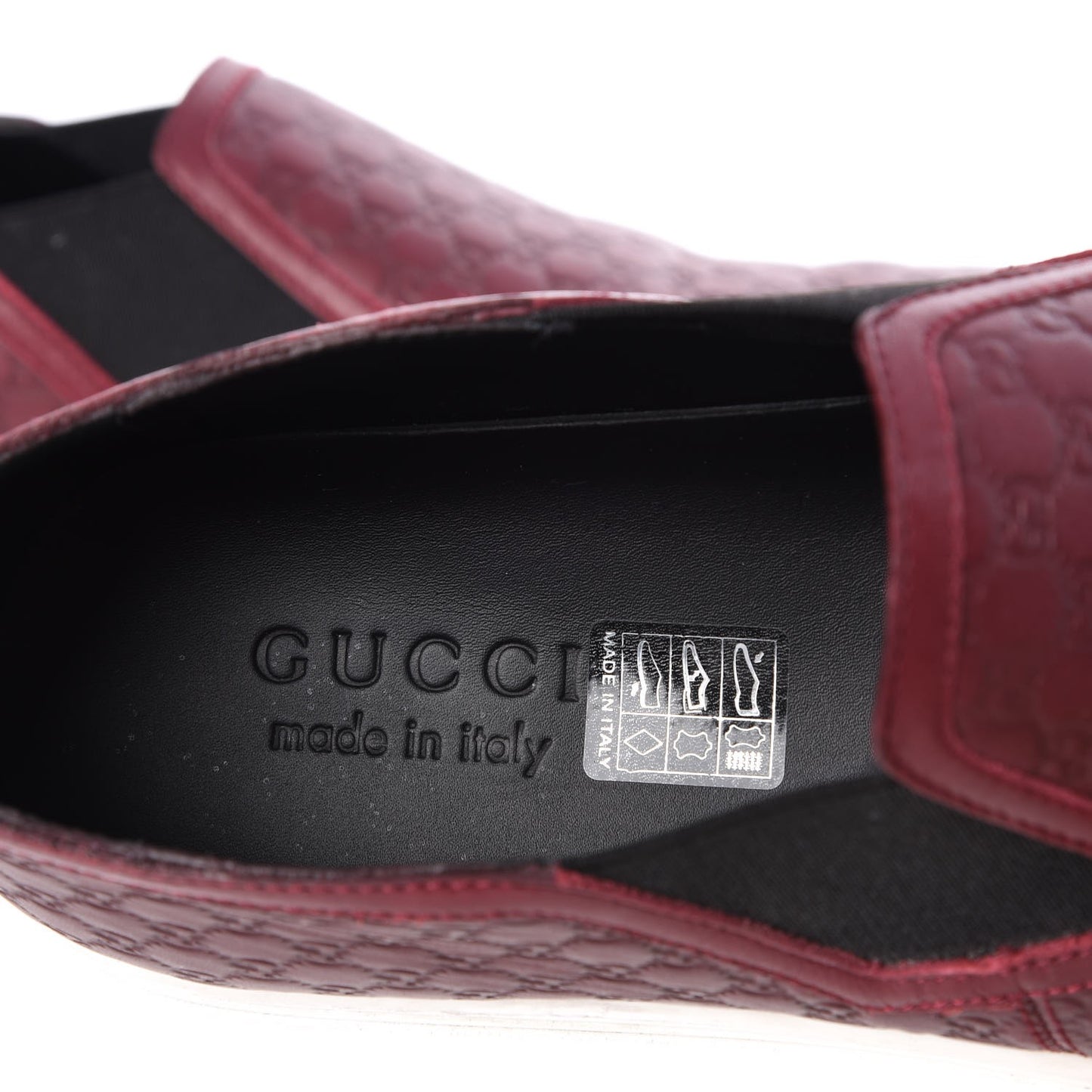 Soft Microguccissima Leather Mens Slip On Sneakers 7 Rosso Nero Black