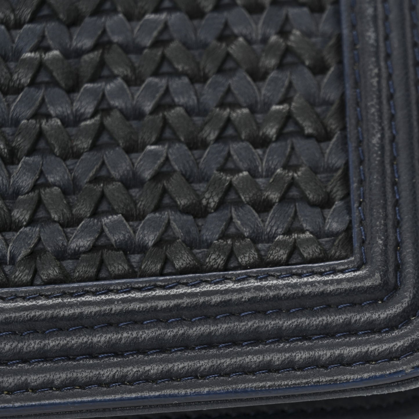 Braided Sheepskin Boy Wallet On Chain WOC Navy Black