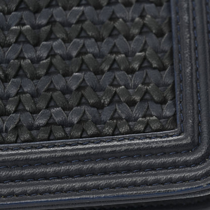 Chanel Braided Sheepskin Boy Wallet On Chain WOC Navy Black 16 of 16