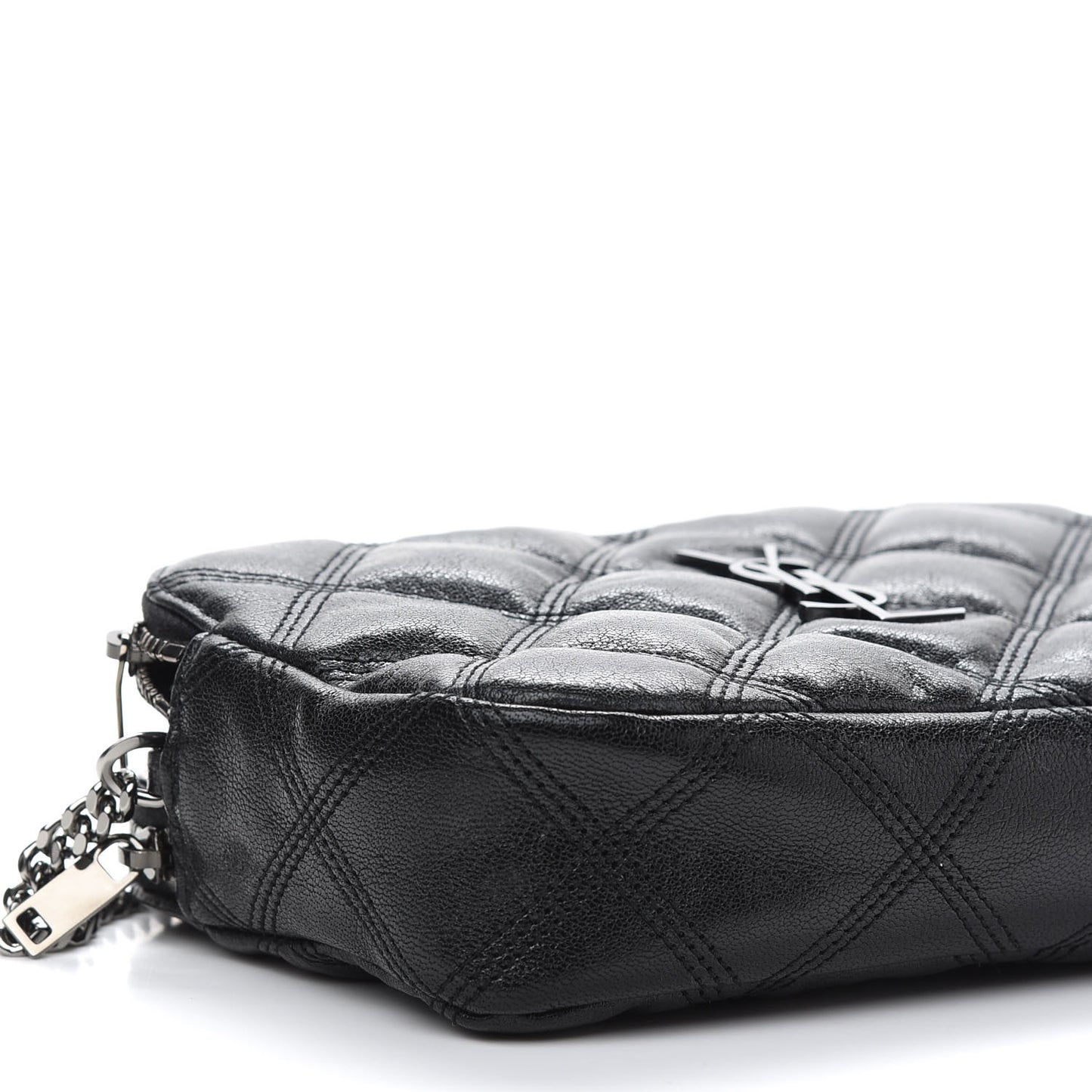 Grained Lambskin Quilted Mini Becky Double Zip Bag Black