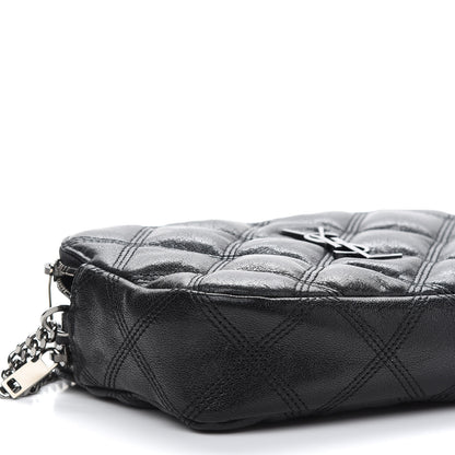 Saint Laurent Grained Lambskin Quilted Mini Becky Double Zip Bag Black 7 of 8