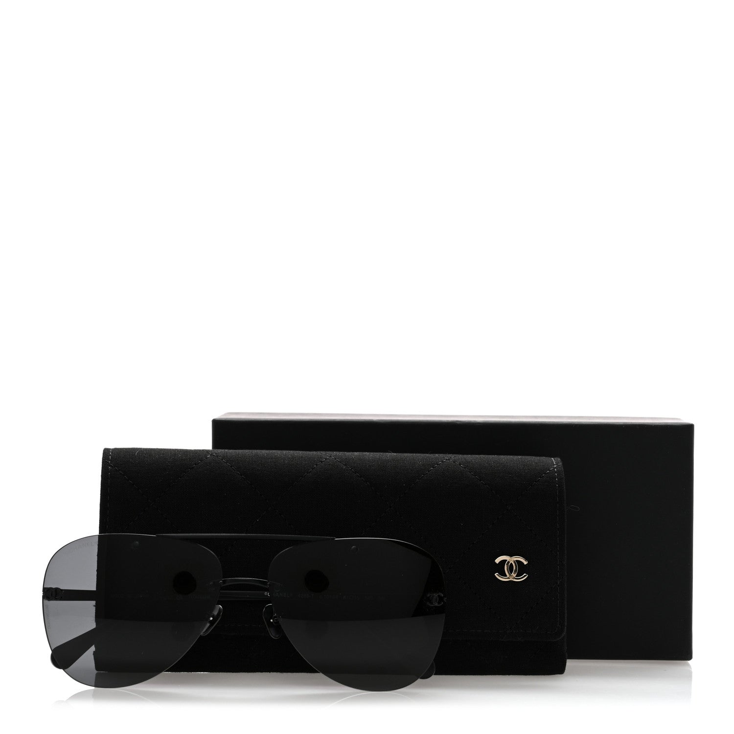 Chanel Metal CC Pilot Aviator Sunglasses 4285-T Black 6 of 6