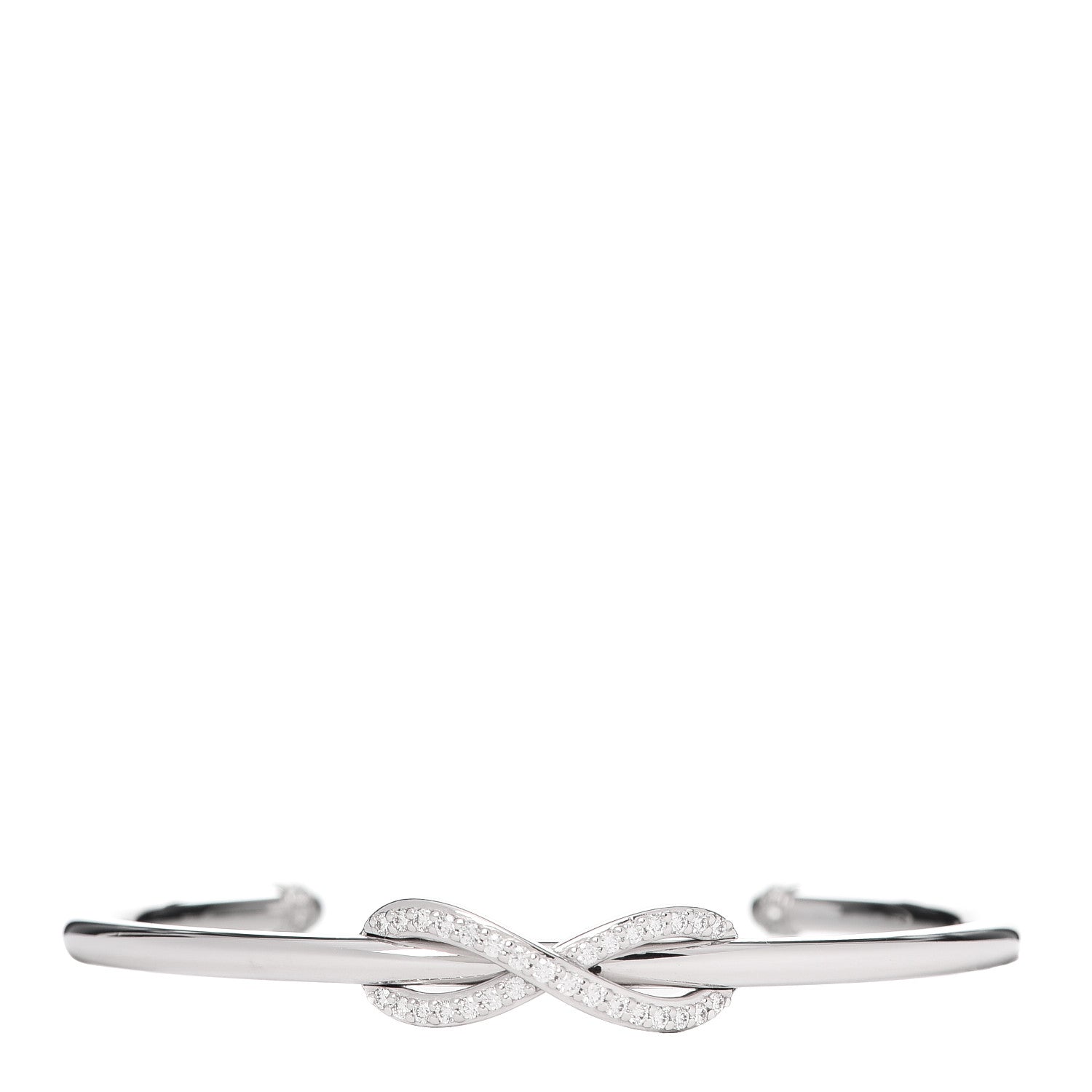 Tiffany 18K White Gold Diamond Infinity Cuff Bracelet 1 of 5