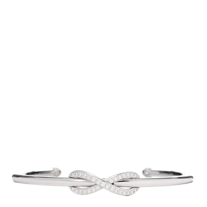 Tiffany 18K White Gold Diamond Infinity Cuff Bracelet 1 of 5