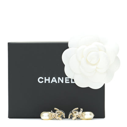 Chanel Pearl CC Heart Drop Earrings Gold 5 of 5