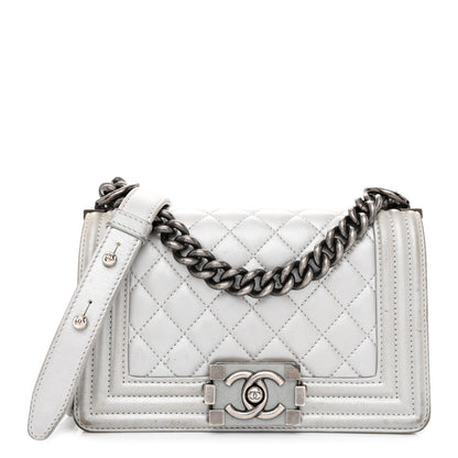 Chanel Metallic Lambskin Quilted Small Boy Flap Silver 1 of 13