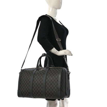 Gucci GG Supreme Monogram Textured Dollar Calfskin Medium Savoy Duffle Bag Grey Black Graphite Grey 2 of 10